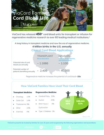 Cord Blood ViaCord Families Applications Cord Blood Use