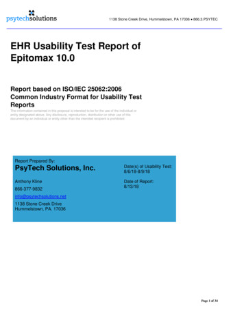 EHR Usability Test Report Of Epitomax 10 - Drummond Group, LLC