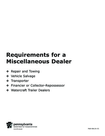 Requirements For A Miscellaneous Dealer