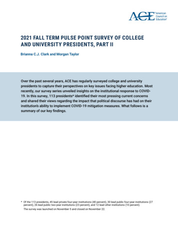 2021 Fall Term Pulse Point Survey Of College And University Presidents .