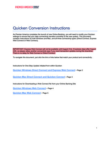 Quicken Conversion Instructions - Premier America