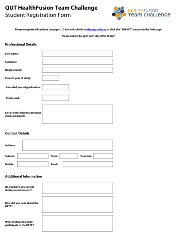 QUT HealthFusion Team Challenge Student Registration Form