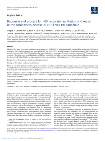 Rationale And Process For N95 Respirator Sanitation And Reuse In The .