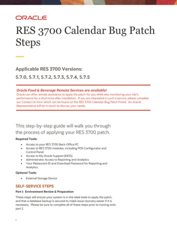 RES 3700 Calendar Bug Patch Steps - Oracle 