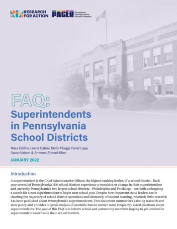 Superintendents In Pennsylvania School Districts - Research For Action