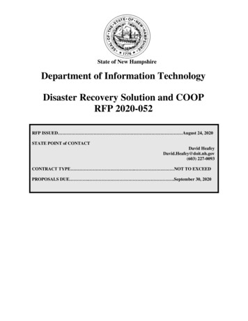 State Of New Hampshire Department Of Information Technology Disaster .