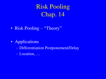 Risk Pooling Chap. 14 - Chinese University Of Hong Kong