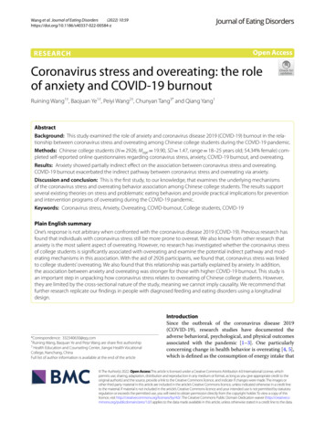 Coronavirus Stress And Overeating: The Role Of Anxiety And COVID-19 Burnout