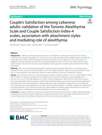 Couple's Satisfaction Among Lebanese Adults . - BioMed Central