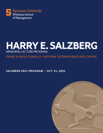 HARRY E. SALZBERG - Martin J. Whitman School Of Management