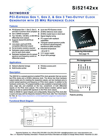 Si52142 Data Sheet PCI Express Gen 1, Gen 2, Gen 3 Two Output Clock .