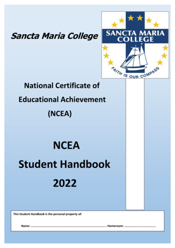 NCEA Student Handbook 2022 - Sancta Maria College, Auckland