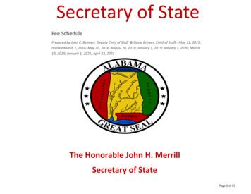 Fee Schedule - Alabama Secretary Of State