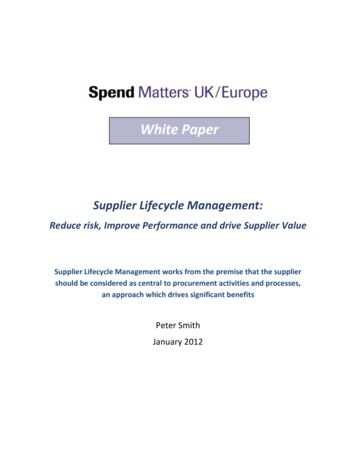 Supplier Lifecycle Management - Spend Matters