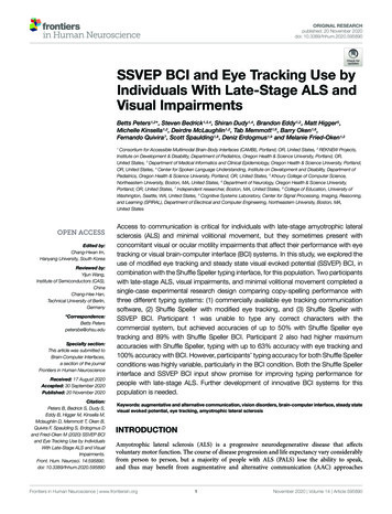 SSVEP BCI And Eye Tracking Use By Individuals With Late-Stage . - OHSU