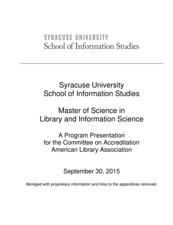 Syracuse University School Of Information Studies Master Of Science In .