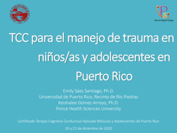 TCC Para El Manejo De Trauma En Niños/as Y Adolescentes En . - UPRRP