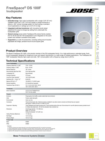 FreeSpace DS 100F Loudspeaker Tech Data Sheet - Bose