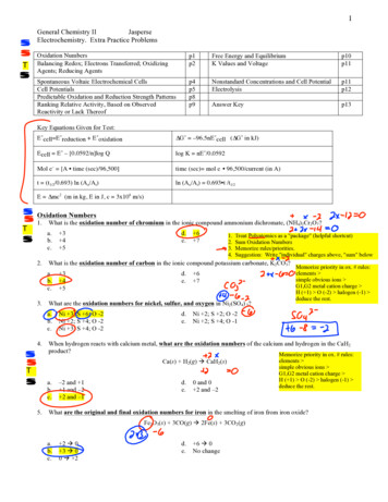 General Chemistry II Jasperse Electrochemistry. Extra Practice Problems