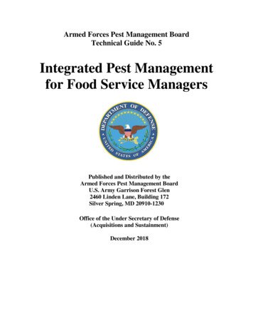 Integrated Pest Management For Food Service Managers