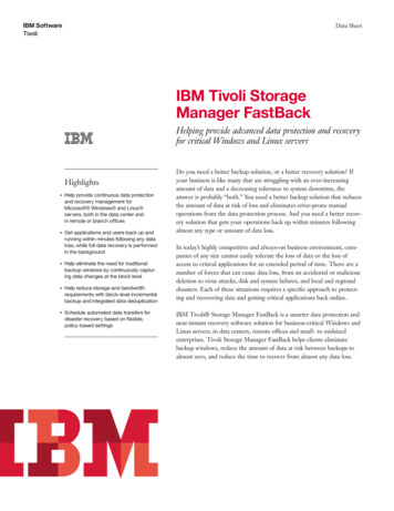 IBM Tivoli Storage Manager FastBack - PLCS Storage Experts