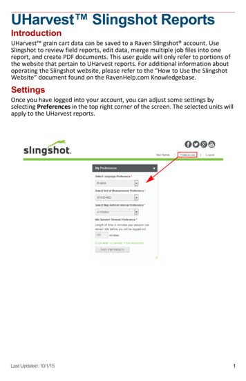 UHarvest Slingshot Report User Guide