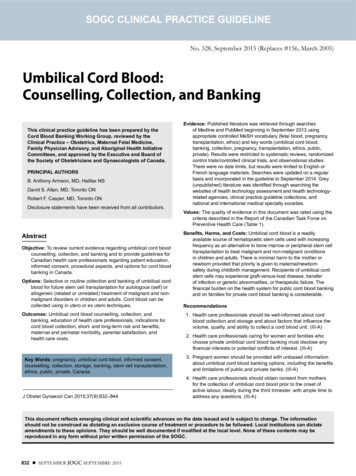 Umbilical Cord Blood: Counselling, Collection, And Banking
