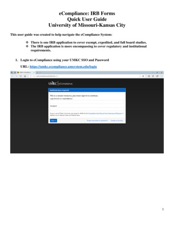 UMKC ECompliance IRB Forms Quick User Guide