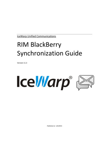 IceWarp Unified Communications RIM BlackBerry Synchronization Guide