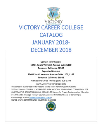 Victory Career College Catalog January 2018- December 2018