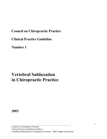 Council On Chiropractic Practice Clinical Practice Guideline Number 1