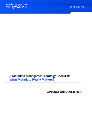 A Metadata Management Strategy Checklist: What Metadata . - Bitpipe