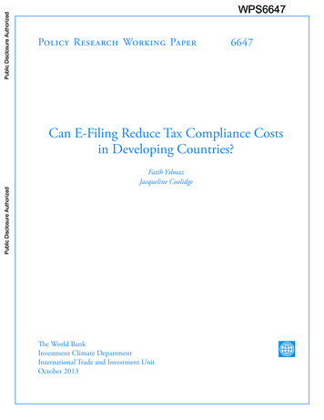 Can E-Filing Reduce Tax Compliance Costs In Developing Countries?
