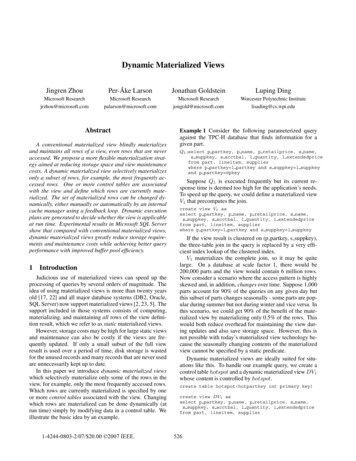 Dynamic Materialized Views - CMU 15-721
