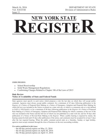 Issue 11 EGISTE NEW YORK STATE R - Department Of State