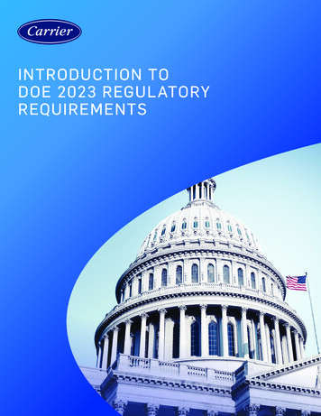 INTRODUCTION TO DOE 2023 REGULATORY REQUIREMENTS - Carrier