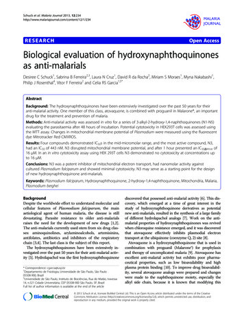 RESEARCH Open Access Biological Evaluation Of Hydroxynaphthoquinones As .