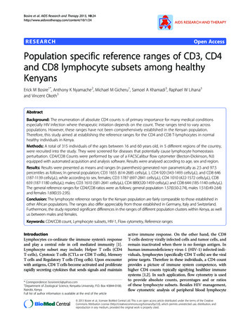RESEARCH Open Access Population Specific Reference Ranges Of CD3, CD4 .