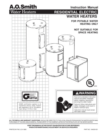 RESIDENTIAL ELECTRIC WATER HEATERS - Hotwater 