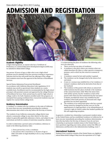 Bakersfield College 2014-2015 Catalog ADMISSION AND REGISTRATION