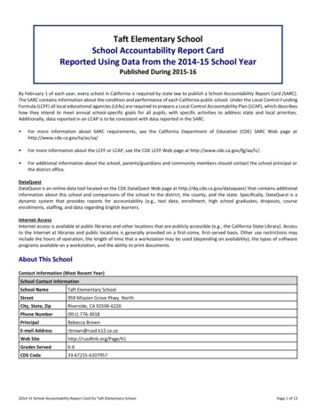 Taft Elementary School School Accountability Report Card Reported Using .