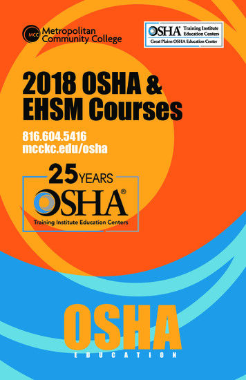Great Plains OSHA Education Center 2018 OSHA & EHSM Courses - SLU
