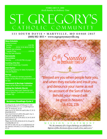 FEBRUARY 17, 2019 St. Gregory's
