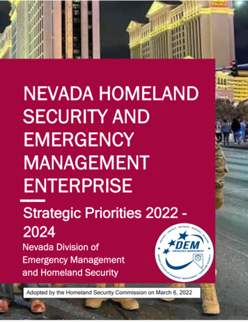 Nevada Homeland Security And Emergency Management Enterprise