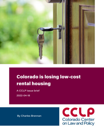 Colorado Is Losing Low-cost Rental Housing - CCLP