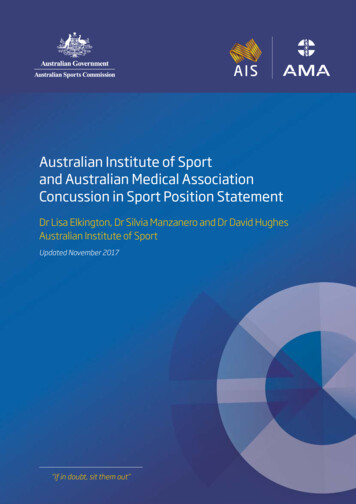 AIS AMA Concussion In Sport Position Statement - ACSEP