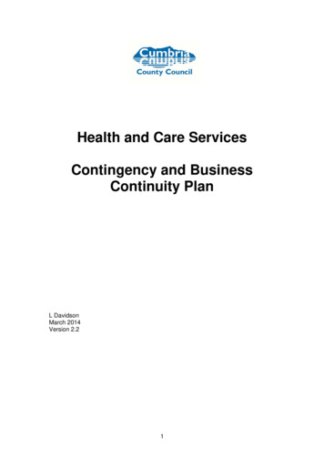 Health And Care Services Contingency Plan - Cumbria
