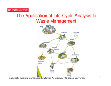 The Application Of Life-Cycle Analysis To Waste Management