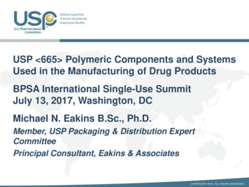 USP <665> Polymeric Components And Systems Used In The Manufacturing Of .