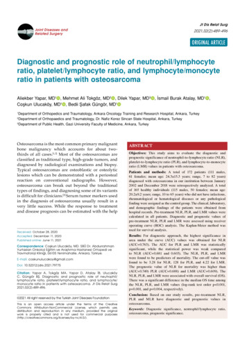 Diagnostic And Prognostic Role Of Neutrophil/lymphocyte Ratio, Platelet .